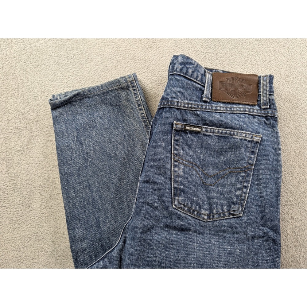 Harley Davidson Biker Blues Vintage High Waist Mom Jeans Blue Denim Made USA 16